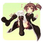  1girl ben-tou blush_stickers boots brown_hair character_request hirobe_ran kouji_(campus_life) necktie red_eyes short_twintails solo thigh-highs thighhighs twintails 