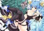  artist_request bad_id bare_shoulders black_legwear blue_hair blush boots breasts cleavage detached_sleeves dizzy guilty_gear hair_ribbon large_breasts long_hair looking_at_viewer marushin_(denwa0214) necro outstretched_arms red_eyes ribbon smile solo spread_arms tail thigh-highs thighhighs undine wings 