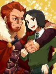  armor bad_id beard black_hair bob_cut cape facial_hair fate/stay_night fate/zero fate_(series) green_eyes male multiple_boys necktie red_eyes red_hair redhead rider_(fate/zero) waver_velvet yoshio_(440) 