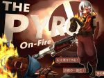  burn cosplay fire flame flamethrower flower gas_mask genderswap hair_ornament icemissile injury scar silver_hair solo team_fortress_2 the_pyro the_soldier translated twintails weapon 