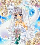  alternate_costume at_classics blue_eyes dress elbow_gloves ghost gloves hitodama jewelry konpaku_youmu konpaku_youmu_(ghost) marker_(medium) necklace sample silver_hair solo touhou traditional_media wedding_dress white_gloves 