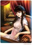  brown_hair china_dress chinese_clothes copyright_request dxlsmax_(lizhimin) lips solo 