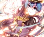  aqua_eyes aqua_hair backlighting bad_id gloves hakura_kusa hat hatsune_miku long_hair peaked_cap pointing senbon-zakura_(vocaloid) solo very_long_hair vocaloid 