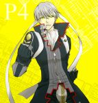  clenched_hands cosplay fist hachimaki headband izanagi izanagi_(cosplay) koorijou male narukami_yuu persona persona_4 short_hair silver_hair solo yellow_eyes 