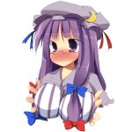 :&lt; bad_id blush breasts ebiebiebio glasses hat large_breasts long_hair patchouli_knowledge pillarboxed purple_eyes purple_hair solo touhou violet_eyes 