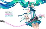  blue_hair hatsune_miku headphones long_hair miwa_shirow purple_eyes skirt twintails vector violet_eyes vocaloid white 