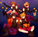  alternate_costume black_hair blonde_hair blue_eyes brown_hair gloves horns jack-o&#039;-lantern jack-o'-lantern kingdom_hearts kingdom_hearts_birth_by_sleep lantern multiple_boys pumpkin roxas sana423 sora_(kingdom_hearts) spoilers vanitas ventus wings yellow_eyes 