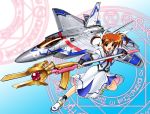  byeontae_jagga f-22 fighter_jet henshako jet lyrical_nanoha magic_circle mahou_shoujo_lyrical_nanoha military staff takamachi_nanoha weapon 