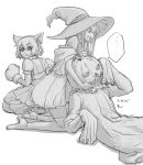  animal_ears bare_shoulders boots cat_ears costume hat jack-o&#039;-lantern jack-o'-lantern makise_kurisu monochrome okabe_rintarou paws pumpkin shiina_mayuri steins;gate thigh-highs thigh_boots thighhighs witch_hat youne 