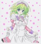  angelina_nanatsu_sewell blue_eyes breasts colored_pencil_(medium) green_hair maid maid_headdress mashiroiro_symphony nib_pen_(medium) ribbon smile solo traditional_media 