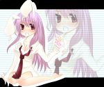  barefoot blush long_hair naked_shirt nayuta_(scarlet-noize) necktie purple_hair red_eyes reisen_udongein_inaba sitting solo touhou wariza 