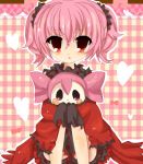  bad_id charlotte_(madoka_magica) doll dress heart lqv_vql mahou_shoujo_madoka_magica ohitashi personification pink_hair red_eyes sleeves_past_wrists 