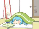  blanket blush closed_eyes eyes_closed futon hatsune_miku lying mirror nekomura_otako pillow saliva tatami under_covers vocaloid 