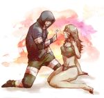  bare_legs blood blush couple daisy flower grey_hair hoodie hunter_(left4dead) left_4_dead long_hair red_eyes the_hunter the_witch witch_(left4dead) zombie 