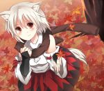  autumn inubashiri_momiji koori_hana leaf maple_leaf no_hat no_headwear scarf solo touhou 