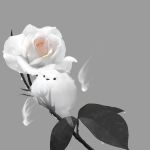  copyright_request flower ghost hiko_(lg612) leaf no_humans realistic rose simple_background water_drop white_rose 