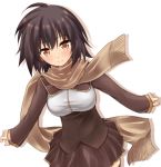  big_wednesday black_hair blush breasts brown_eyes original scarf short_hair skirt solo taut_shirt 