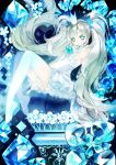  bad_id crown elbow_gloves gloves green_eyes green_hair hatsune_miku long_hair mochimochi scepter sitting solo thigh-highs thighhighs twintails very_long_hair vocaloid 
