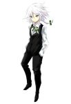  alternate_costume blue_eyes bow braid formal hair_bow hands_in_pockets izayoi_sakuya short_hair silver_hair solo touhou twin_braids ut_pictura_poesis vest 