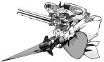  assault_rifle beru bow dress engine gloves gun gundam gundam_f91 hourai_doll mecha mecha_musume monochrome rifle shanghai_doll touhou v_dash_gundam victory_gundam weapon 