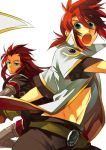  :o asch belt coat fujimura_(marina) green_eyes long_hair lowres luke_fon_fabre male midriff multiple_boys open_mouth pants red_hair redhead surcoat tales_of_(series) tales_of_the_abyss white_background 