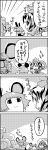  4koma ? animal_ears basket cheese closed_eyes comic dowsing_rod drooling eyes_closed from_behind hair_ornament happy highres jeweled_pagoda monochrome mouse_ears mouse_tail multicolored_hair multiple_girls nazrin shawl smile sweatdrop tail tani_takeshi toramaru_shou touhou translated translation_request trembling two-tone_hair yukkuri_shiteitte_ne 