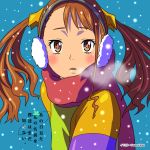  ano_hi_mita_hana_no_namae_wo_bokutachi_wa_mada_shiranai bad_id breath brown_eyes brown_hair earmuffs long_hair natural-rain scarf snow twintails 