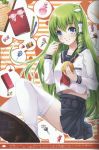  green_hair hair_ornament hair_tubes highres kochiya_sanae miyase_mahiro necktie school_uniform snake thighhighs touhou 