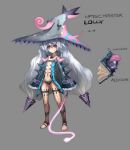  babycat book hat long_hair navel panties pixiv_fantasia pixiv_fantasia_wizard_and_knight simple_background solo thigh-highs thighhighs tongue twintails underwear very_long_hair whip white_eyes white_hair witch_hat 