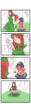  2girls 4koma comic food hakosanhanasan highres hong_meiling miyako_yoshika multiple_girls onigiri touhou translation_request 
