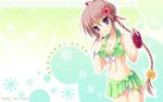  1920x1200 bikini bikini_skirt blush bow bracelet braid breasts brown_hair character_name cleavage collarbone eating flower food frilled_bikini frills front-tie_top fruit grapes hair_flower hair_ornament hair_ribbon hatsuyuki_sakura hibiscus highres hontani_kanae jewelry kozakai_aya long_hair moribe_(rabumanyo) navel official_art open_mouth polka_dot polka_dot_bikini polka_dot_swimsuit purple_eyes ribbon sarong swimsuit tsurime violet_eyes wallpaper 