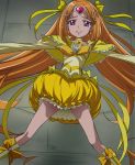  boots bow brooch bubble_skirt capelet choker cure_muse cure_muse_(yellow) dress earrings frilled_dress frilled_skirt frilled_sleeves frills hair_bow hair_ornament haruyama heart jewelry knee_boots legs long_hair magical_girl orange_hair outstretched_arms petticoat pink_eyes precure ribbon shirabe_ako solo spread_arms spread_legs suite_precure tears very_long_hair yellow_dress yellow_ribbon 