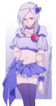 angry arm_behind_back arm_grab bow choker cosplay cure_berry cure_berry_(cosplay) eas fresh_precure! hair_ornament heart higashi_setsuna lavender_hair long_hair magical_girl midriff navel negom precure purple_eyes skirt solo standing thigh-highs thighhighs violet_eyes wrist_cuffs