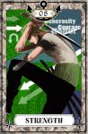  anchor directional_arrow earrings english green_hair haramaki igarashi_(wp13) jewelry male one_piece roronoa_zoro solo sword tarot weapon 