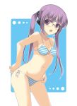  1girl bikini character_request dasoku_sentarou facial_mark forehead_mark glasses long_hair purple_hair swimsuit violet_eyes 