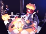  animal bad_id cat cat_ears cat_tail catgirl copyright_request halloween highres jack-o&#039;-lantern jack-o'-lantern need6699955 pumpkin red_eyes red_hair redhead solo tail thigh-highs thighhighs wings 