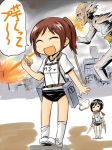  black_hair bloomers brown_hair fart multiple_girls sasha_browse scarf shingeki_no_kyojin short_hair takanaga_kouhei translation_request underwear 