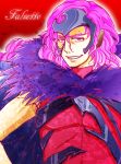  character_name dann1230 falsetto_(suite_precure) fur_trim grin long_hair male mask pink_eyes pink_hair precure red_background smile solo spoilers suite_precure 