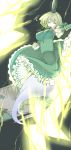 dress ghost ghost_tail green_dress green_eyes green_hair hat highres lightning mito_(calcomer) short_hair soga_no_tojiko solo touhou 