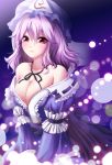  akira_b bare_shoulders breasts choker cleavage collarbone hat off_shoulder pink_hair red_eyes ribbon saigyouji_yuyuko short_hair solo touhou 