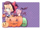  animal_ears arm_warmers bat blonde_hair cat_ears cat_tail chibi eyeball green_eyes halloween hat hat_ribbon heart heart_of_string hood in_container kemonomimi_mode komeiji_satori minato_usagi mizuhashi_parsee multiple_girls pink_eyes pink_hair pumpkin ribbon scarf shirt short_hair sitting skirt star tail third_eye touhou witch_hat 