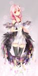  black_legwear black_wings cerasus_(wjf86055750) dress guilty_crown highres long_hair looking_at_viewer pink_eyes pink_hair solo strapless_dress thigh-highs thighhighs wings yuzuriha_inori 