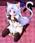  animal_ears bad_id blue_eyes boots cat_ears final_fantasy final_fantasy_ix fingerless_gloves gloves kuja long_hair male minatosaiga nail_polish silver_hair tail thighhighs tighhighs trap 