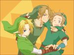  earrings gloves grin highres isa_xe jewelry link male multiple_persona nintendo ocarina_of_time pointy_ears skyward_sword smile the_legend_of_zelda twilight_princess wince 