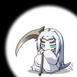  crossbreed_priscilla green_eyes horns long_hair naginami priscilla_the_crossbreed scythe tail weapon white_hair 