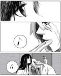  comic couple head_rest himura_kenshin japanese_clothes kamiya_kaoru kimu_(risatoko) long_hair monochrome musical_note rurouni_kenshin scar 