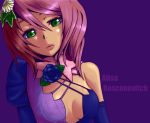  bare_shoulders blue_rose breasts center_opening character_name flower green_eyes hair_flower hair_ornament ichiran lips multicolored_hair namco pink_hair red_hair redhead rose short_hair single_elbow_glove single_glove solo tekken two-tone_hair 