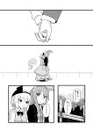  bunny_ears comic hairband high_res highres holding_hands kemonomimi konpaku_youmu konpaku_youmu_(ghost) monochrome necktie reisen_udongein_inaba short_hair touhou translated translation_request usamimi yoekosukii 