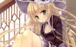  absurdres boots breasts cleavage face flat_chest frills gosick green_eyes hat highres lolita_fashion long_hair looking_at_viewer pipe solo tatekawa_mako victorica_de_blois wallpaper 
