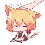  1girl :&lt; animal_ears batta_(ijigen_debris) bow cat_ears cat_tail chibi closed_eyes hair_bow heart kirisame_marisa tail touhou white_background 